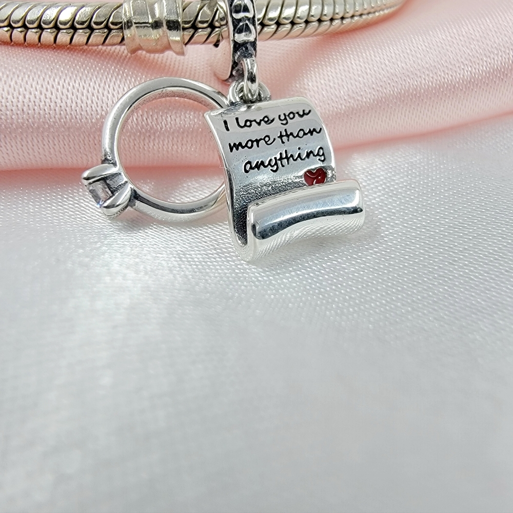 Charm for Bracelet Sterling Silver 925 I love you more that you think - Picture 2 of 4